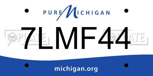 7LMF44 Michigan License Plate