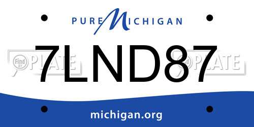 7LND87 Michigan License Plate