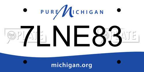 7LNE83 Michigan License Plate