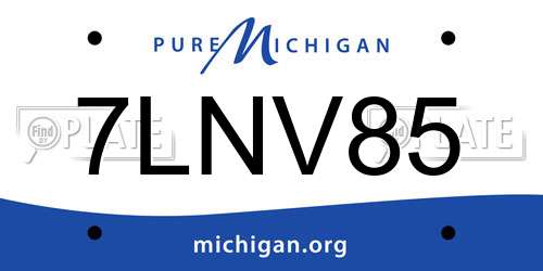 7LNV85 Michigan License Plate