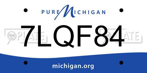 7LQF84 Michigan License Plate