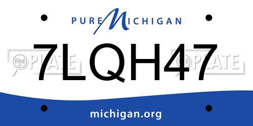 7LQH47 Michigan License Plate