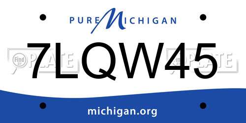 7LQW45 Michigan License Plate