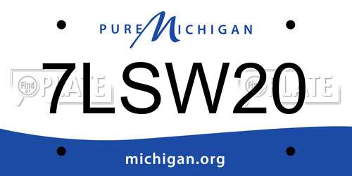 7LSW20 Michigan License Plate