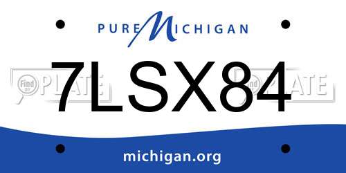 7LSX84 Michigan License Plate
