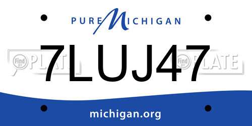 7LUJ47 Michigan License Plate