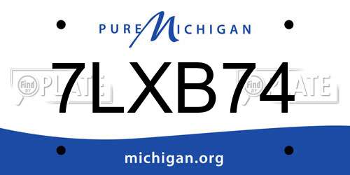 7LXB74 Michigan License Plate