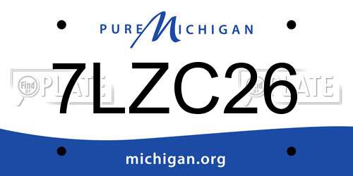 7LZC26 Michigan License Plate