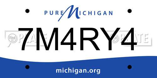 7M4RY4 Michigan License Plate