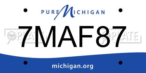 7MAF87 Michigan License Plate