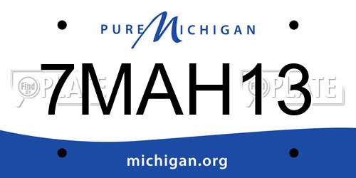 7MAH13 Michigan License Plate