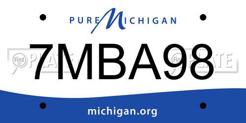 7MBA98 Michigan License Plate
