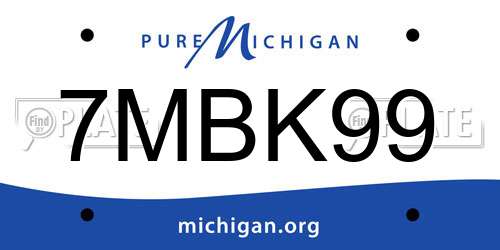 7MBK99 Michigan License Plate