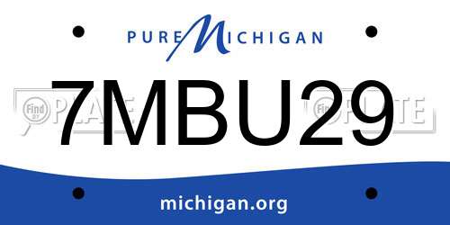 7MBU29 Michigan License Plate