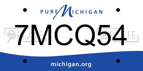 7MCQ54 Michigan License Plate