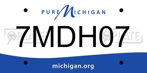 7MDH07 Michigan License Plate