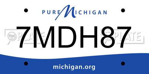 7MDH87 Michigan License Plate