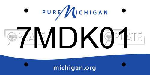 7MDK01 Michigan License Plate