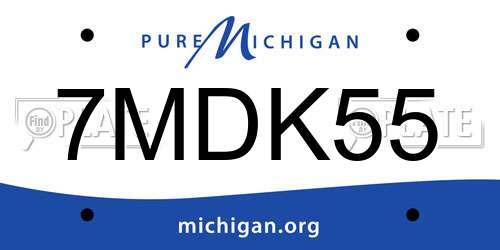 7MDK55 Michigan License Plate