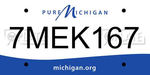 7MEK167 Michigan License Plate