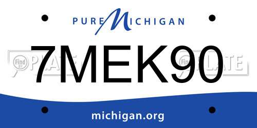 7MEK90 Michigan License Plate