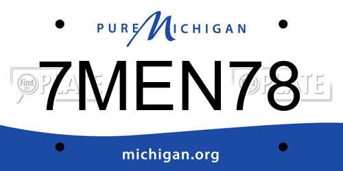 7MEN78 Michigan License Plate