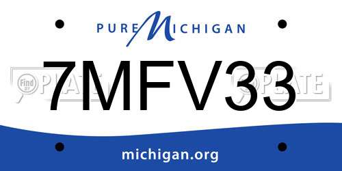 7MFV33 Michigan License Plate