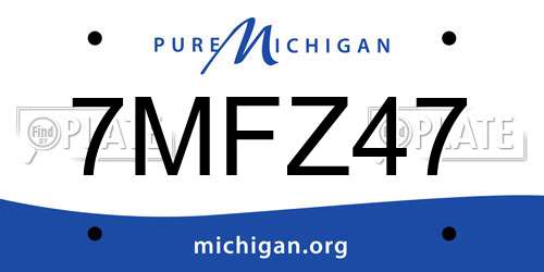 7MFZ47 Michigan License Plate