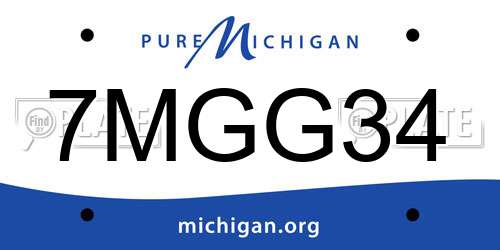 7MGG34 Michigan License Plate