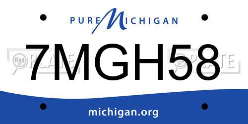 7MGH58 Michigan License Plate