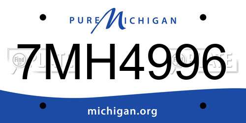 7MH4996 Michigan License Plate
