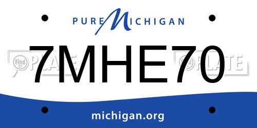 7MHE70 Michigan License Plate