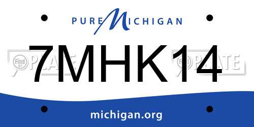 7MHK14 Michigan License Plate