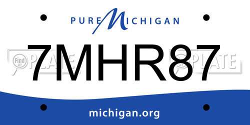 7MHR87 Michigan License Plate