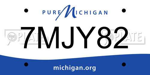 7MJY82 Michigan License Plate