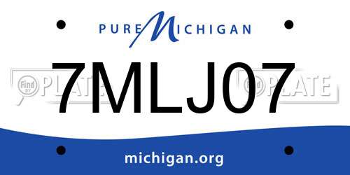 7MLJ07 Michigan License Plate