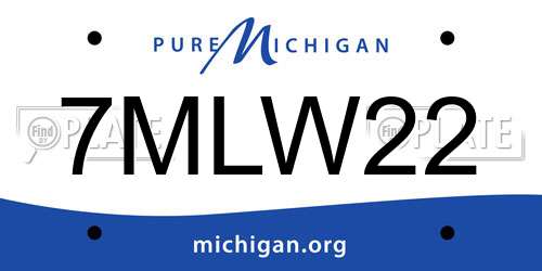 7MLW22 Michigan License Plate