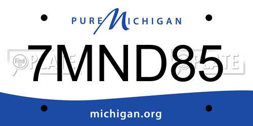 7MND85 Michigan License Plate