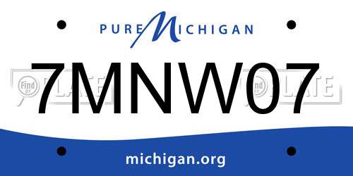 7MNW07 Michigan License Plate