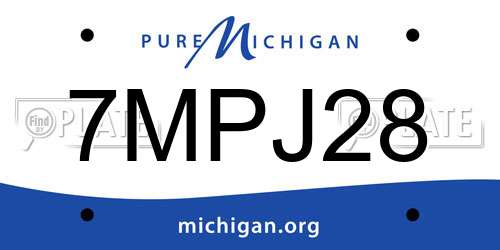 7MPJ28 Michigan License Plate