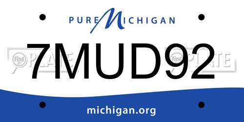 7MUD92 Michigan License Plate
