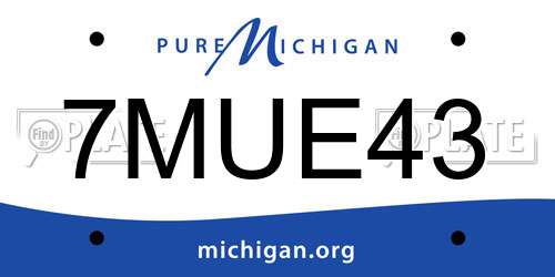 7MUE43 Michigan License Plate