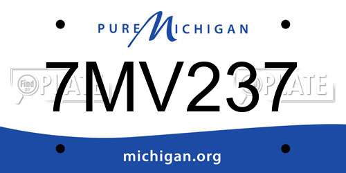 7MV237 Michigan License Plate