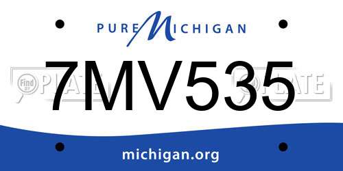 7MV535 Michigan License Plate