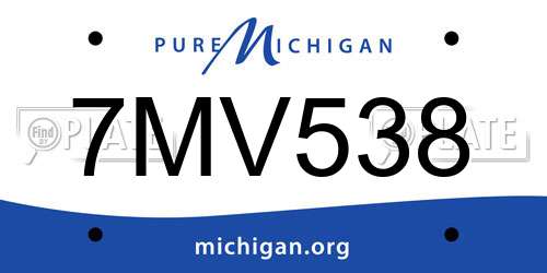 7MV538 Michigan License Plate