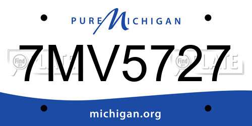 7MV5727 Michigan License Plate