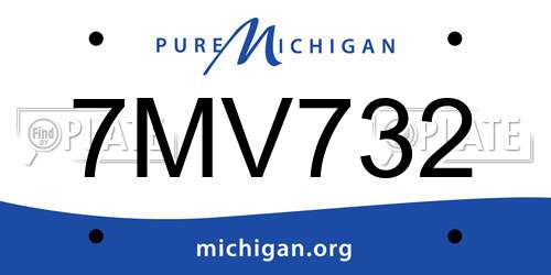 7MV732 Michigan License Plate