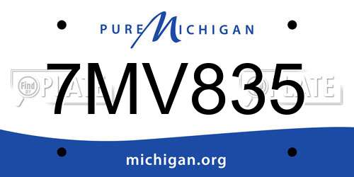 7MV835 Michigan License Plate
