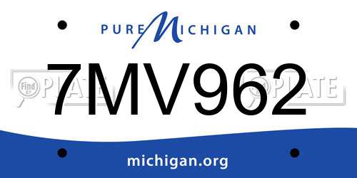 7MV962 Michigan License Plate