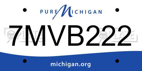 7MVB222 Michigan License Plate